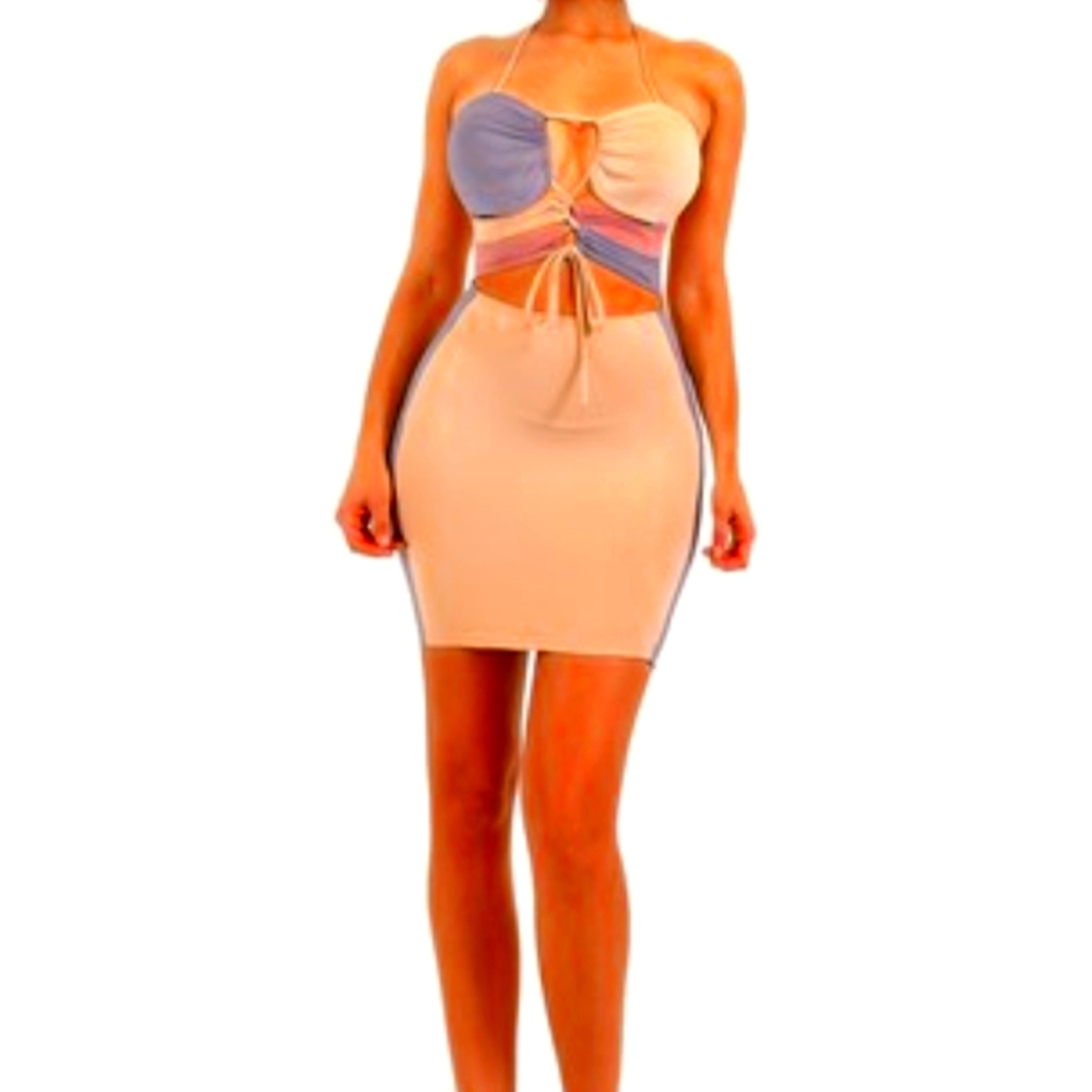 Color block Tie up dress